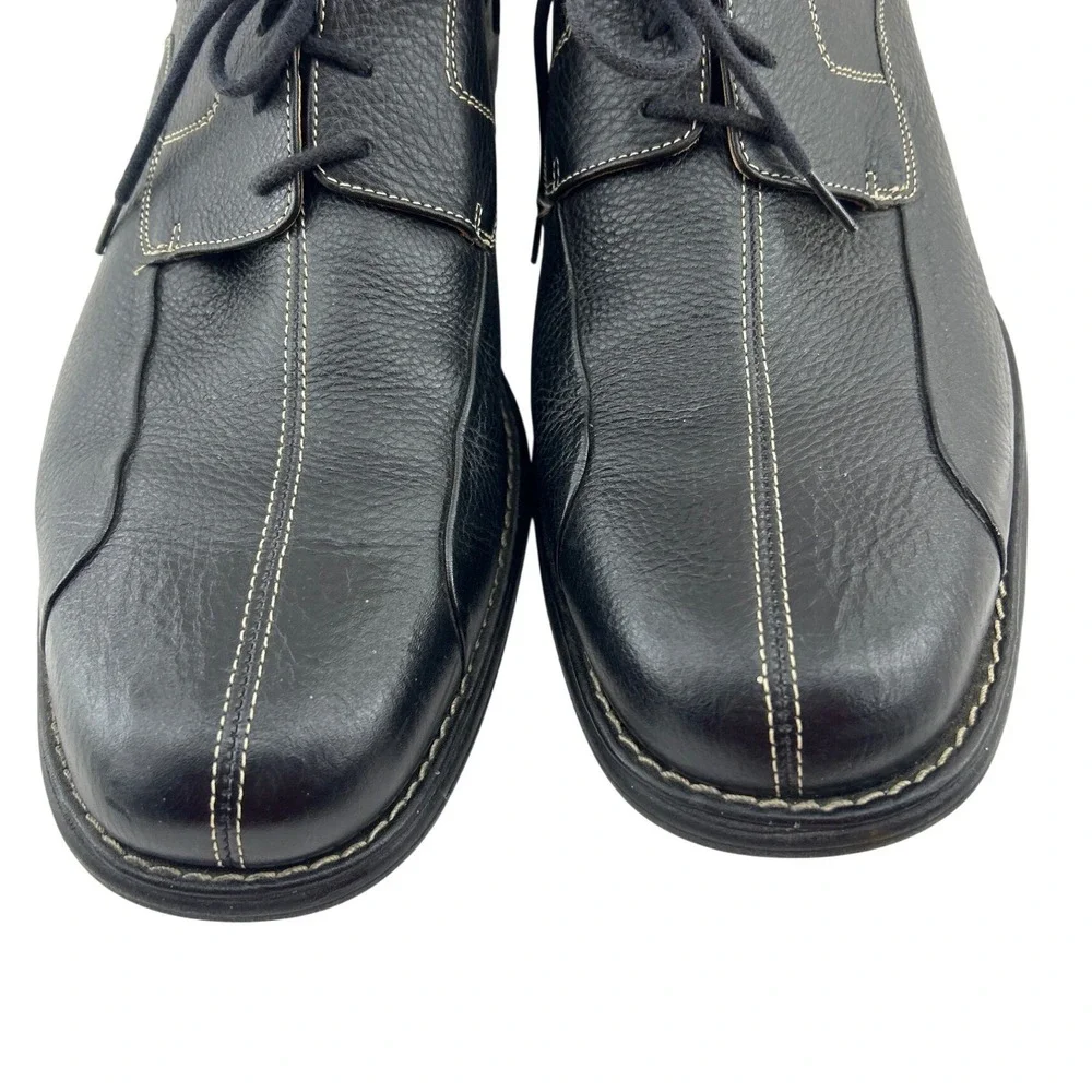 Johnston‎ & Murphy Mens Black Pebbled Leather Bicycle Toe Oxfords Size 13 M